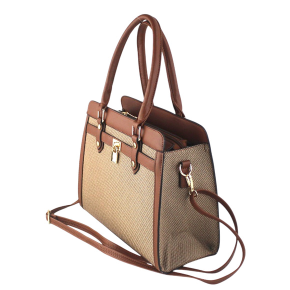 AR New York Satchel 2in1 Handbag Women Brown PU Structured Shoulder Bag NWT - Picture 7 of 16